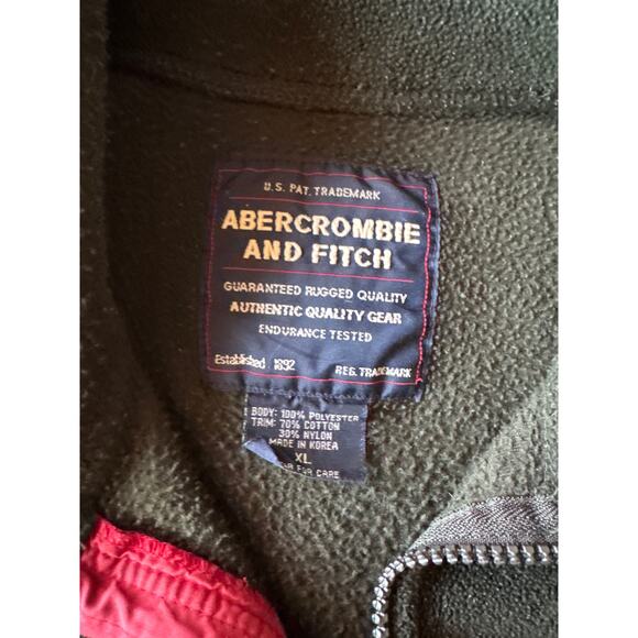 Vintage 90’s Abercrombie & Fitch Moss Green Baggy XL Fleece Pullover - Picture 2 of 7